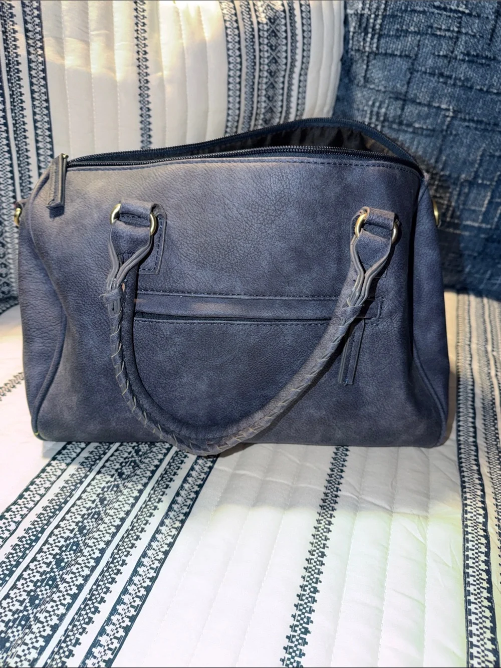 Misako Navy Leather-Effect Holdall Bag